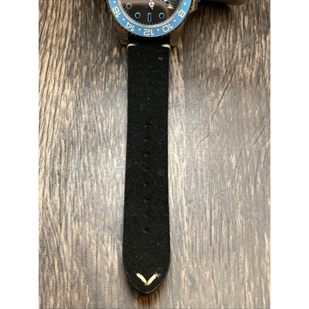 Custom Made Gmt Style Watch Quartz Movement Black… - image 2